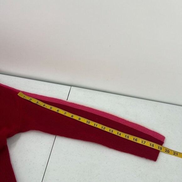 Velvet by Graham & Spencer XS 100% Cashmere Sweater Red Contrast Stripe Sleeve - Picture 6 of 9